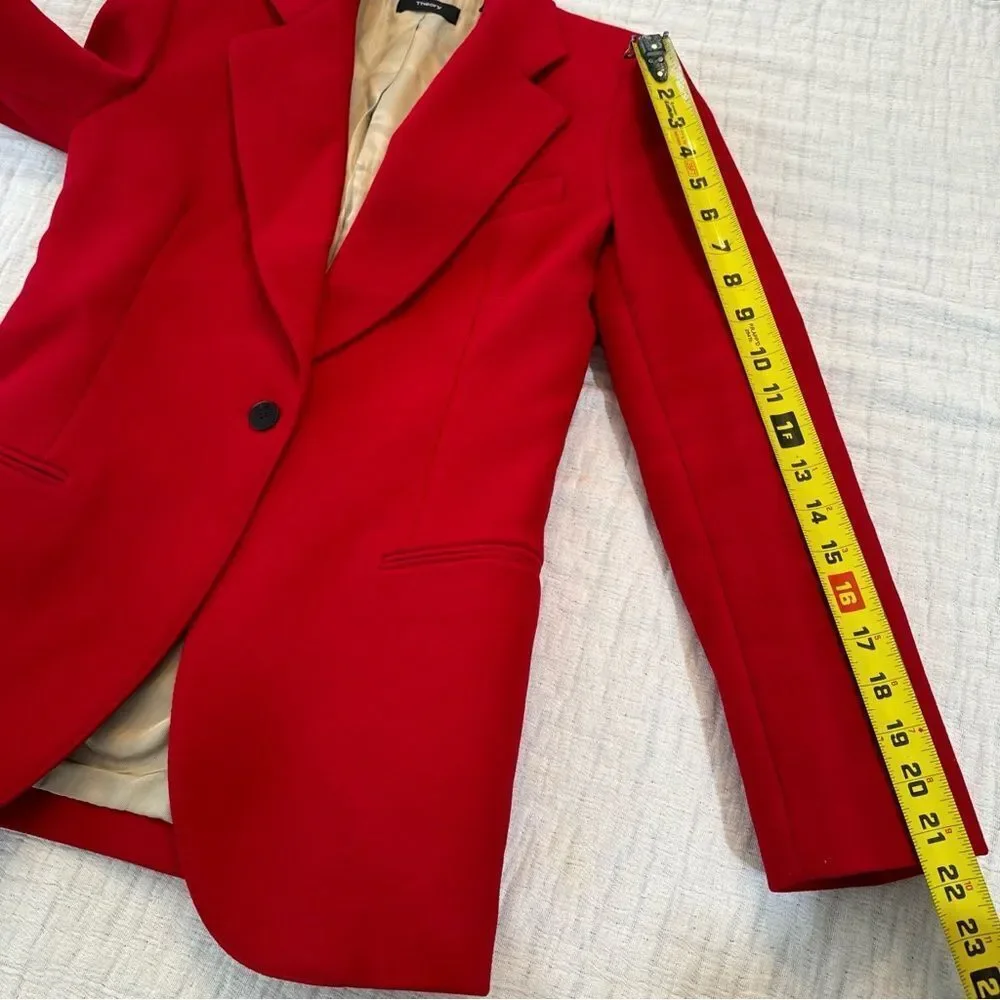 Theory Cinched Moleskin Double Blazer Red Womens size 2